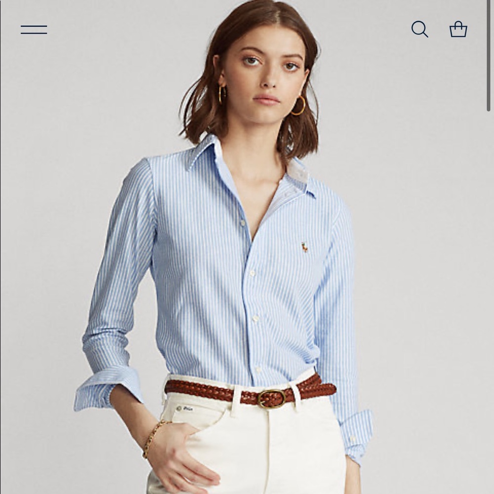 Polo Ralph Lauren Striped Knit Oxford Shirt 🌟Blue